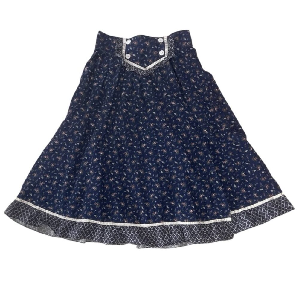 Gunne Sax Vintage 1970s Prairie Ruffle Bottom Wrap Skirt Size 13